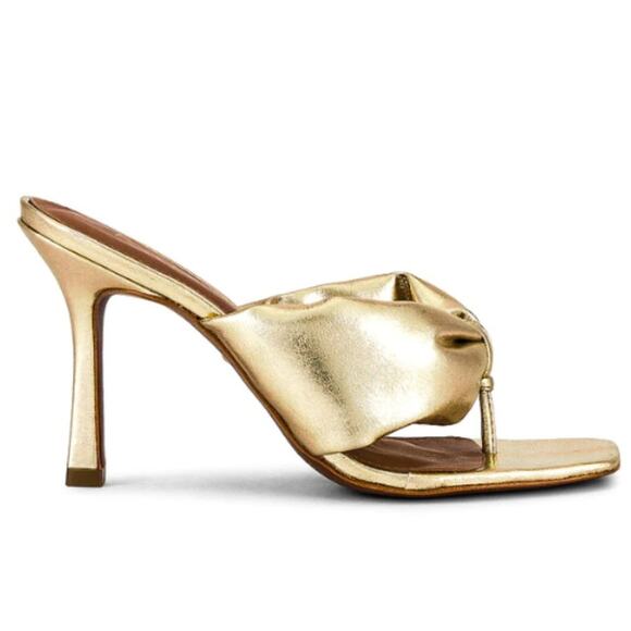 RAYE Brinn Heel in Metallic Gold – EUC Size 8 - Picture 1 of 7